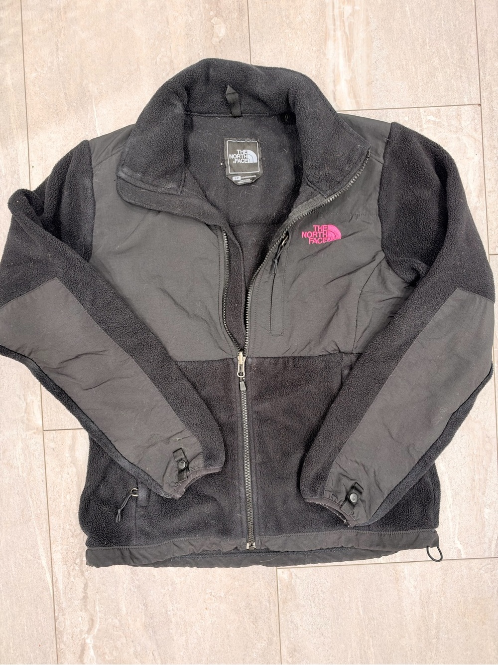The North Face Women's Black Teddy Fleece Jacket with Pink Logo